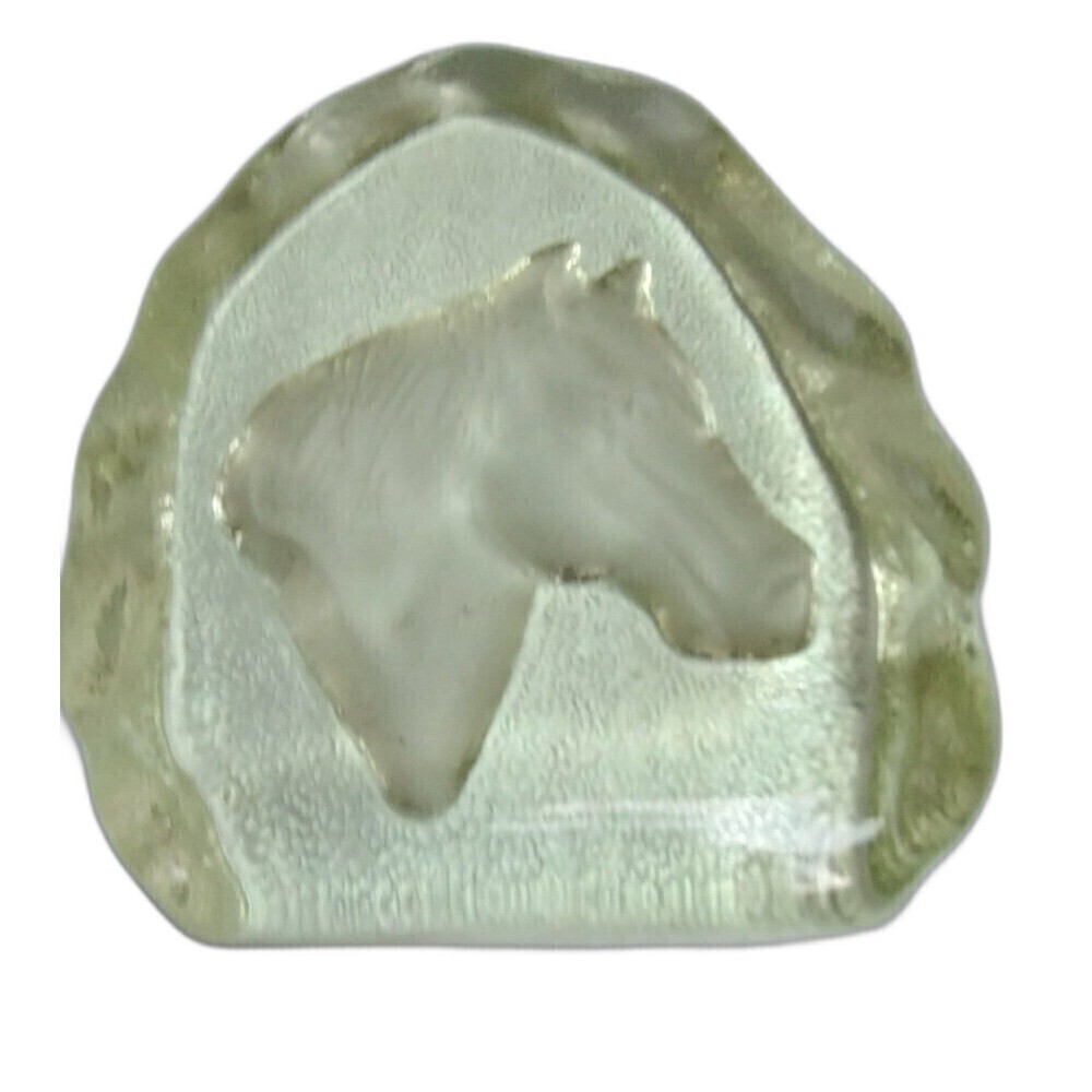 Glass Horse Head Paperweight Desk‎ Decor Office Decor Equestrian Gift